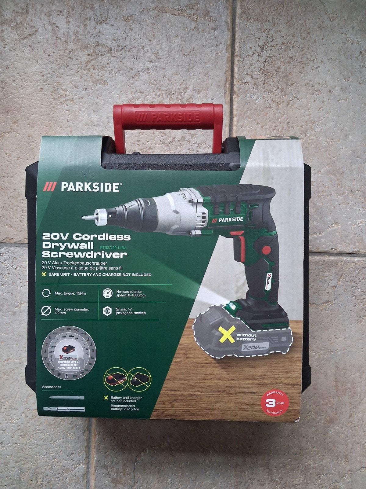 Parkside 20V Accu-Gipsplaatschroevendraaier - Nieuw, Variabele snelheid, Nieuw, Ophalen of Verzenden, Boor- en Schroefmachine