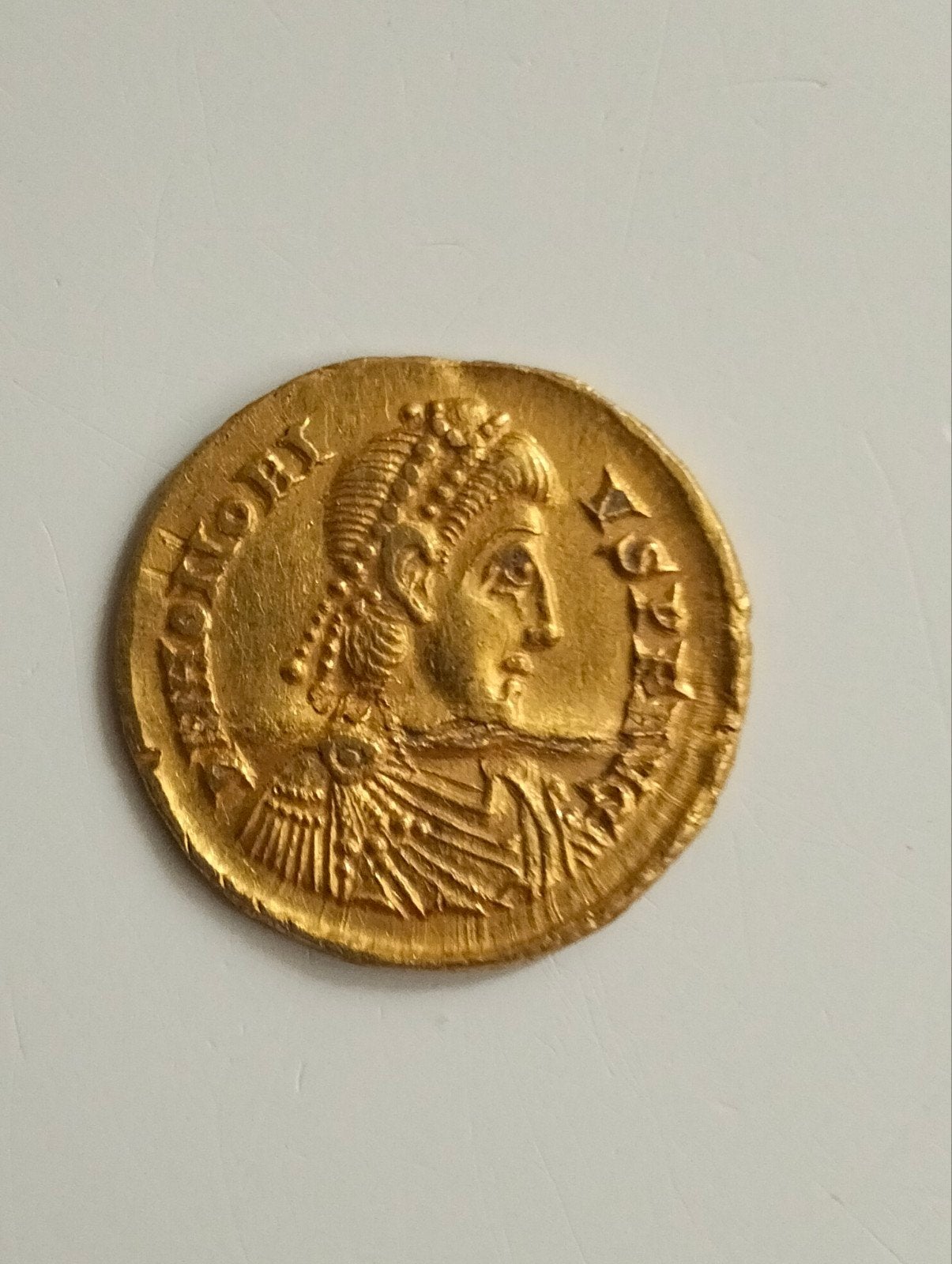 Gouden Solidus van Honorius (393-423 n.Chr.), Postzegels en Munten, Vóór koninkrijk, Losse munt, Goud, Overige waardes