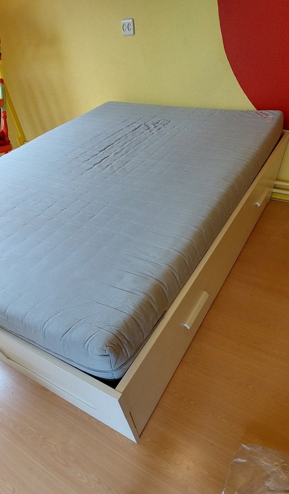 Gratis afhalen Ikea bed 140x200 met 4 lades, Ophalen, Gebruikt, Wit, Tweepersoons