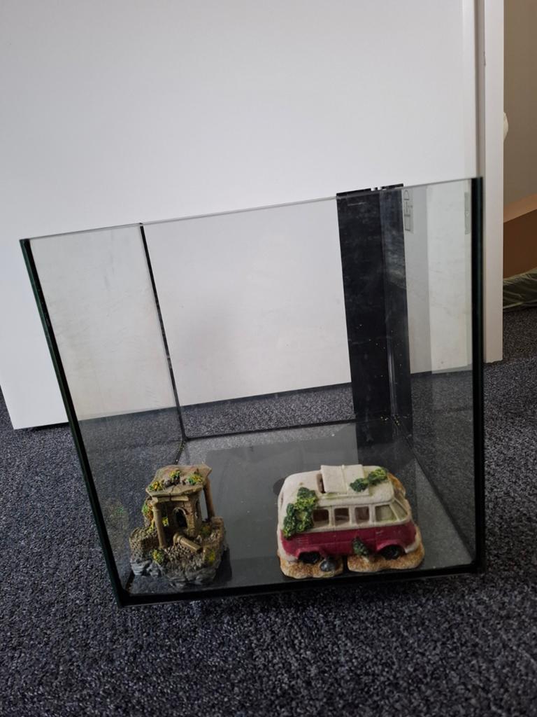 Vierkante vissenkom/ aquarium, Ophalen, Gebruikt, Leeg aquarium