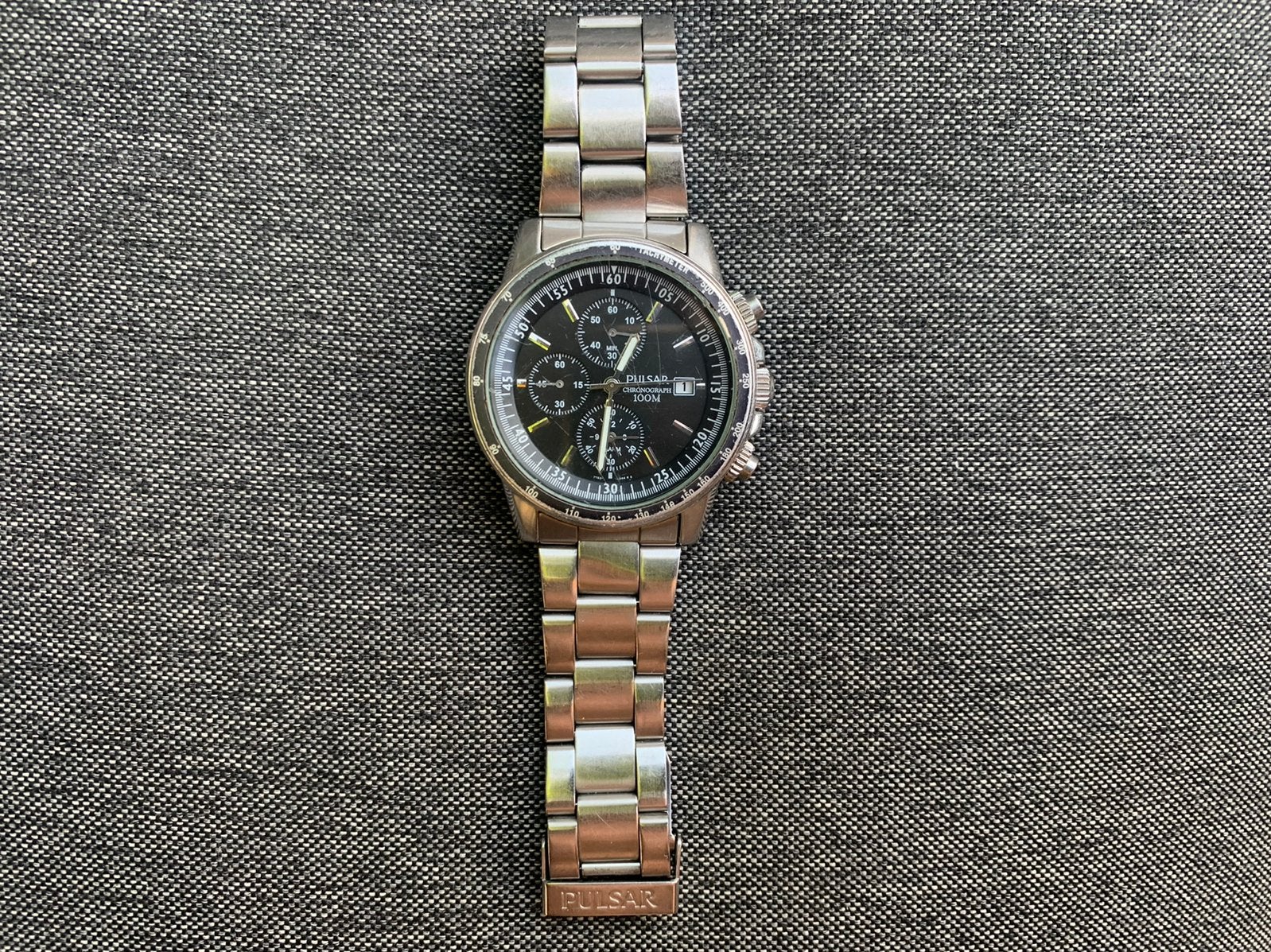 Pulsar Chronograaf stainless steel horloge, Overige merken, Staal, Gebruikt, Polshorloge