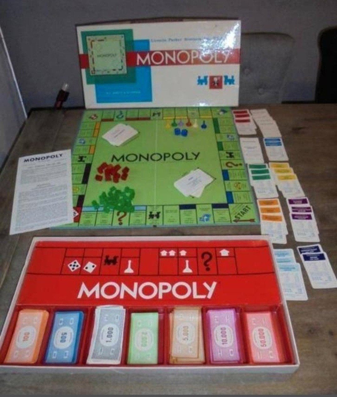 Monopoly Spel met rode bak voor de bank, in nieuwe staat, Hobby en Vrije tijd, Gezelschapsspellen | Bordspellen, Ophalen of Verzenden