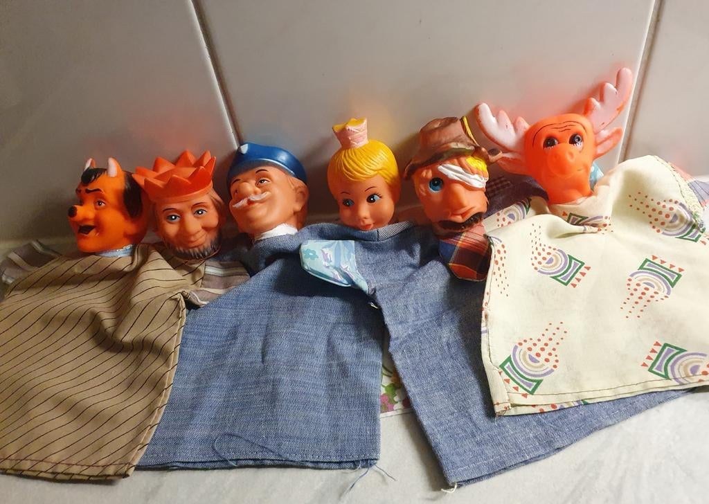 Handpoppen 6 stuks, retro, Antiek en Kunst, Ophalen of Verzenden