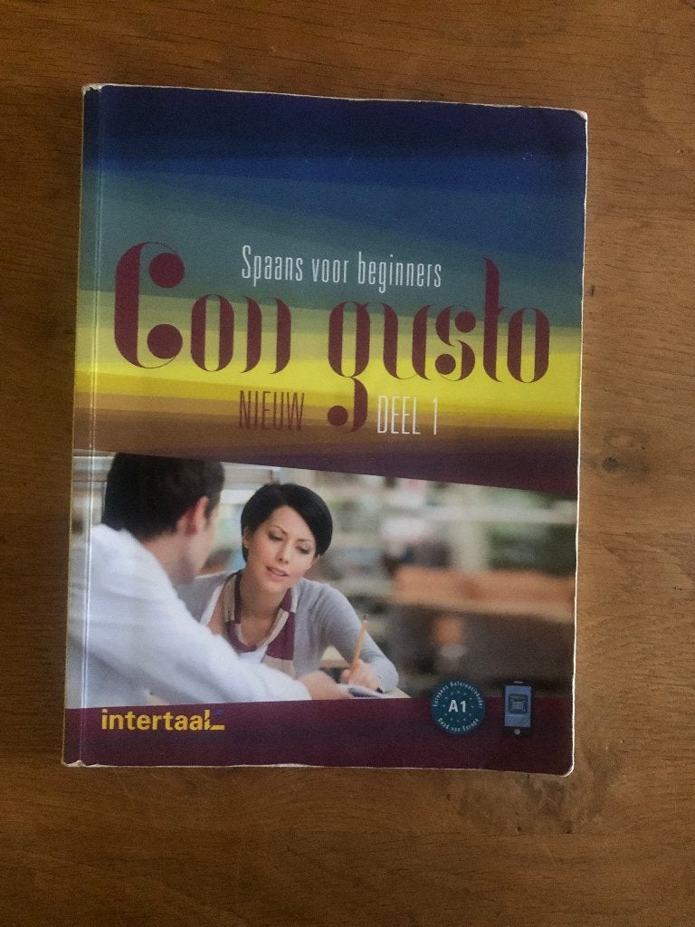 Con Gusto dl 1 nieuw tekstboek en werkboek cursus Spaans, Boeken, Studieboeken en Cursussen, Ophalen, Alpha, Gelezen, Niet van toepassing
