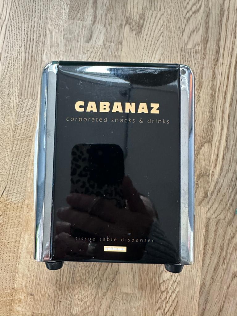 Cabanaz servetten dispenser - zwart met chroom, Ophalen of Verzenden, Zwart, Metaal, Overige merken