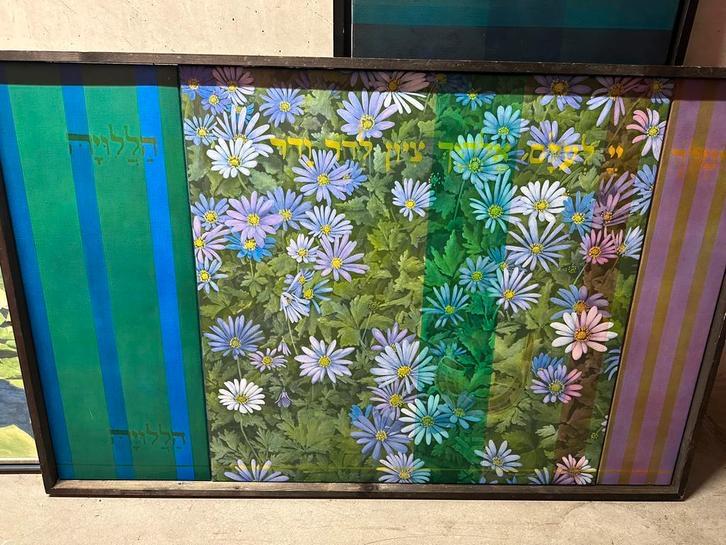 Drieluik olieverf schilderij met bloemen, Antiek en Kunst, Kunst | Schilderijen | Klassiek, Ophalen