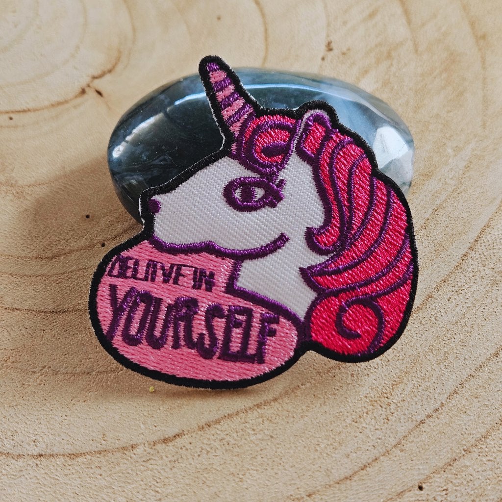 Strijk embleem applicatie Patch eenhoorn believe in yourself