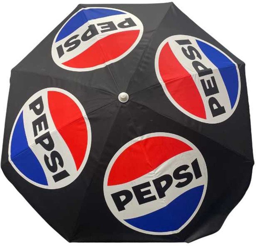 Pepsi parasol 175 cm knikbaar retro zwart/rood