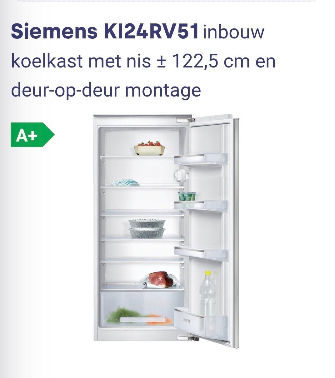 Siemens KI24RV51 inbouw koelkast (E-nr. KI24RV51/03), Witgoed en Apparatuur, Koelkasten en IJskasten, Ophalen, 120 tot 140 cm