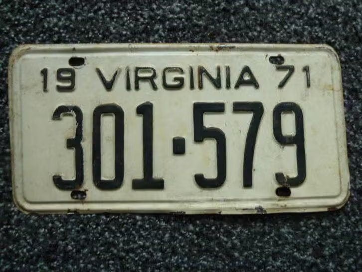 Kentekenplaat licenseplate Virginia 1971 USA, Verzenden, Gebruikt, Auto's