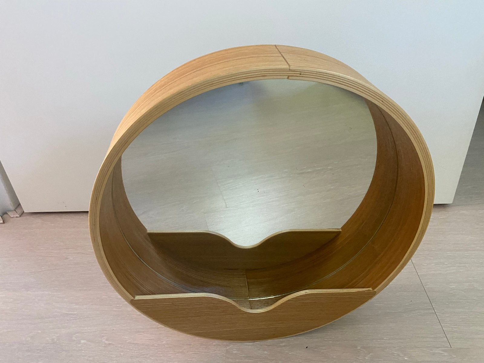 Zuiver spiegel rond 40cm - Houten frame, Huis en Inrichting, Ophalen, Minder dan 50 cm, Rond, Zo goed als nieuw