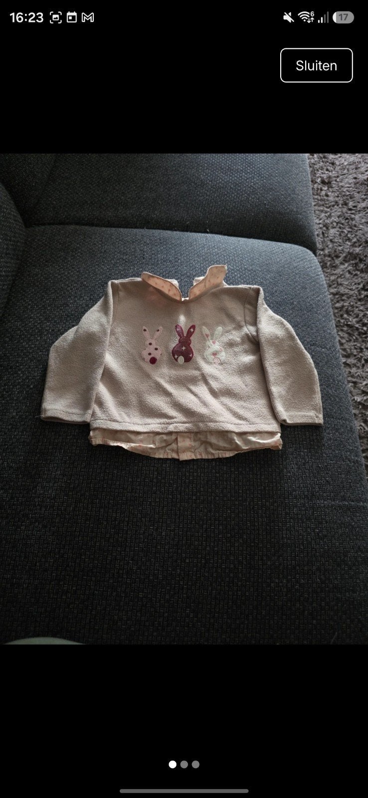 H&M Roze Romper met Kanten Kraag en Konijnen Trui 12M, Ophalen of Verzenden, Gebruikt, H&M, Meisje