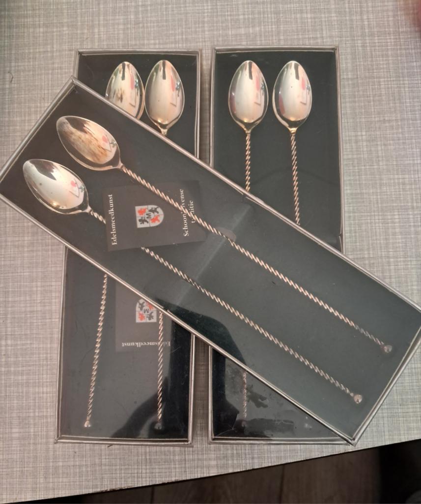 Vintage verzilverd cocktail lepels, Ophalen of Verzenden, Nieuw, Zilver