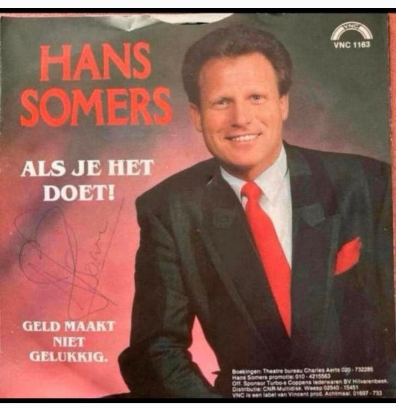 Hans Somers Als Je Het Doet Met Handtekening Single, Ophalen of Verzenden, Gebruikt, Overige formaten, Levenslied of Smartlap