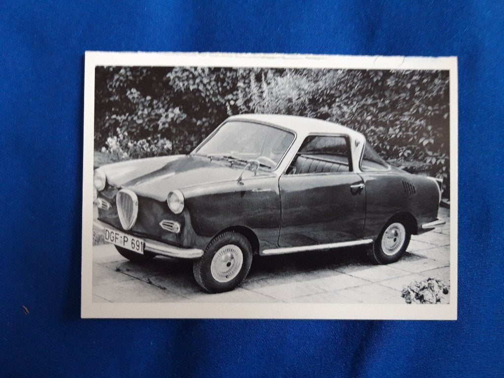 Glas Goggomobil Coupé 1957 - ansichtkaart Dwergauto –, Ophalen of Verzenden, 1940 tot 1960, Ongelopen, Voertuig