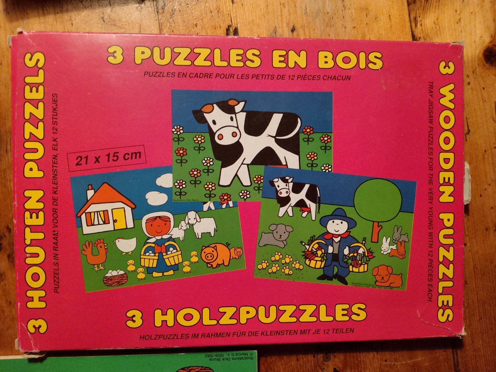 3 Houten Puzzels Dick Bruna - Boerderijdieren, 2 tot 4 jaar, 10 tot 50 stukjes, Nieuw, Ophalen of Verzenden