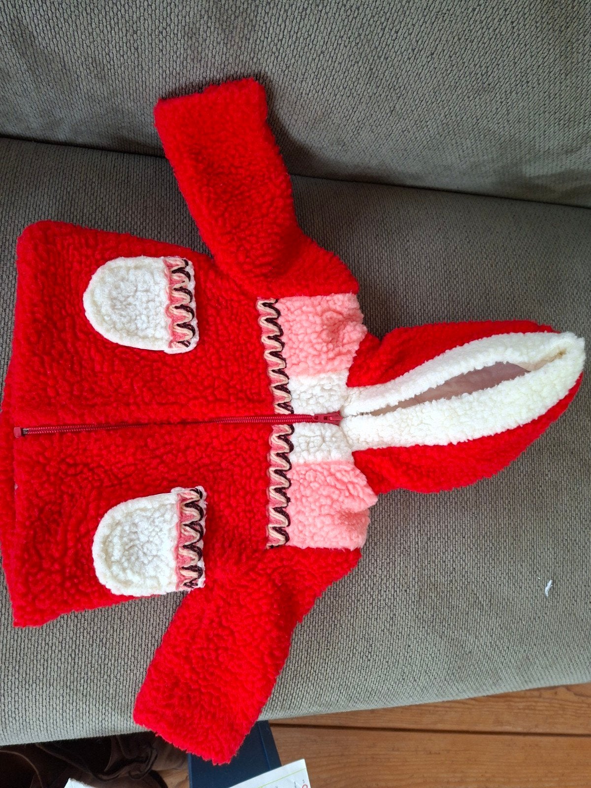 Schattig rood teddy jasje met capuchon met 68, Ophalen of Verzenden, Gebruikt, Onbekend, Jongetje of Meisje