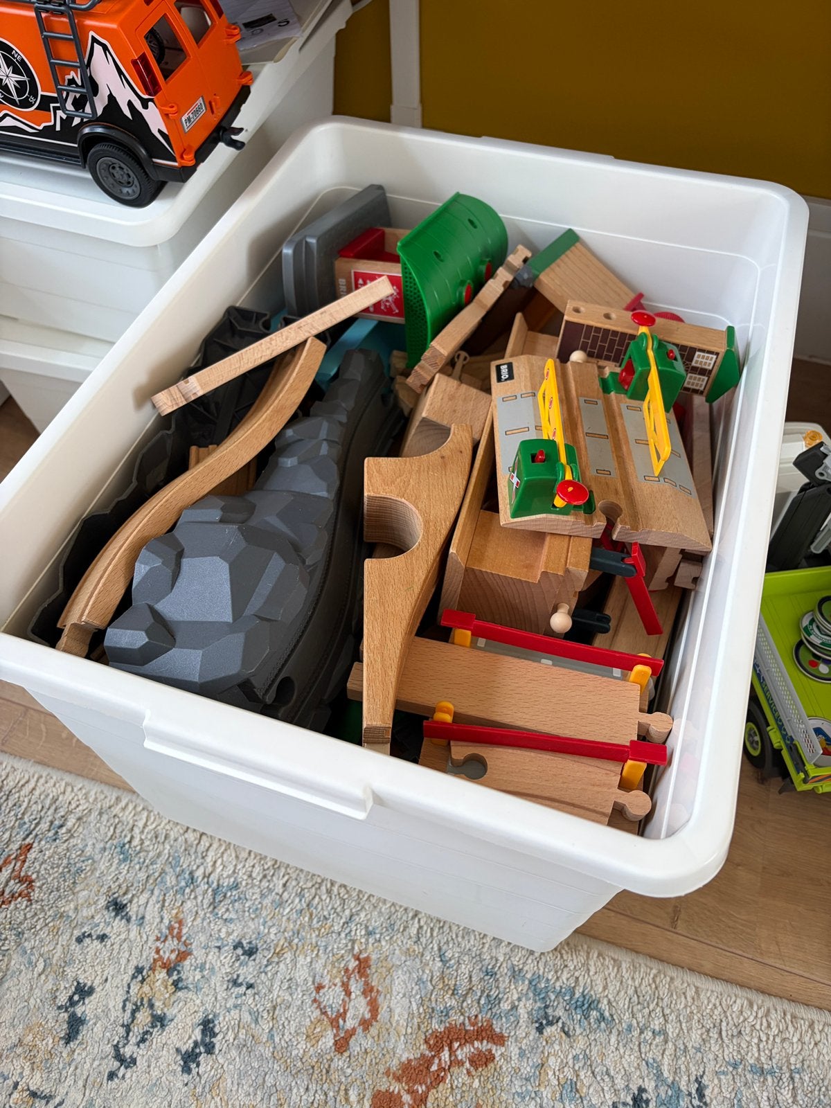 Grote set houten treinbaan, Ophalen, Gebruikt, Duw- of Trekspeelgoed