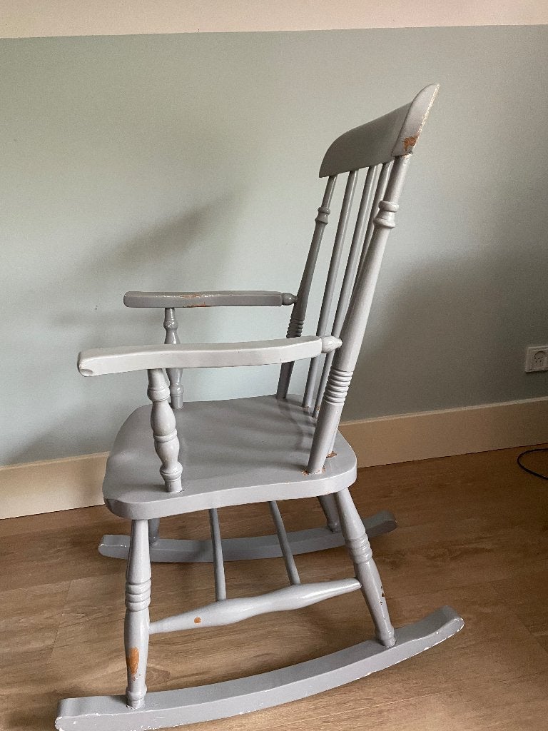 Grijze vintage schommelstoel, Huis en Inrichting, Ophalen, Gebruikt, Vintage, Hout