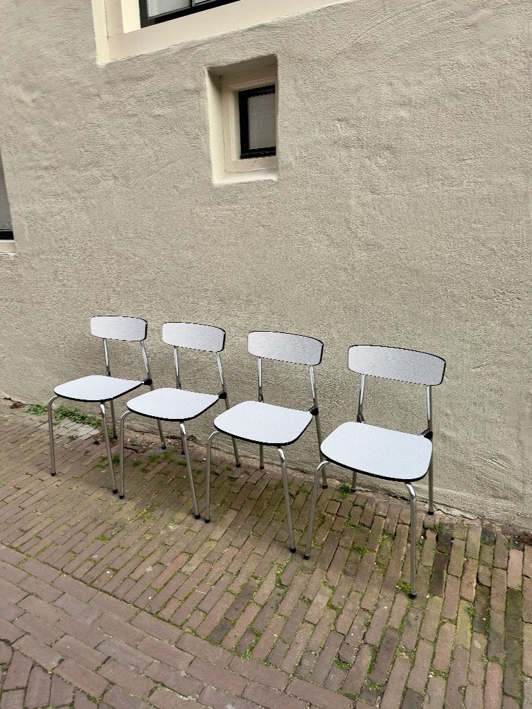 Vintage formica stoelen, midcentury keukentafel stoelen, Ophalen