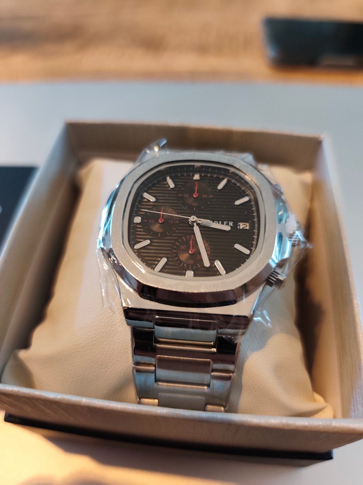 Hodler Horloge Stravon Silver-Black - Nieuw in doos, Overige merken, Staal, Staal, Polshorloge