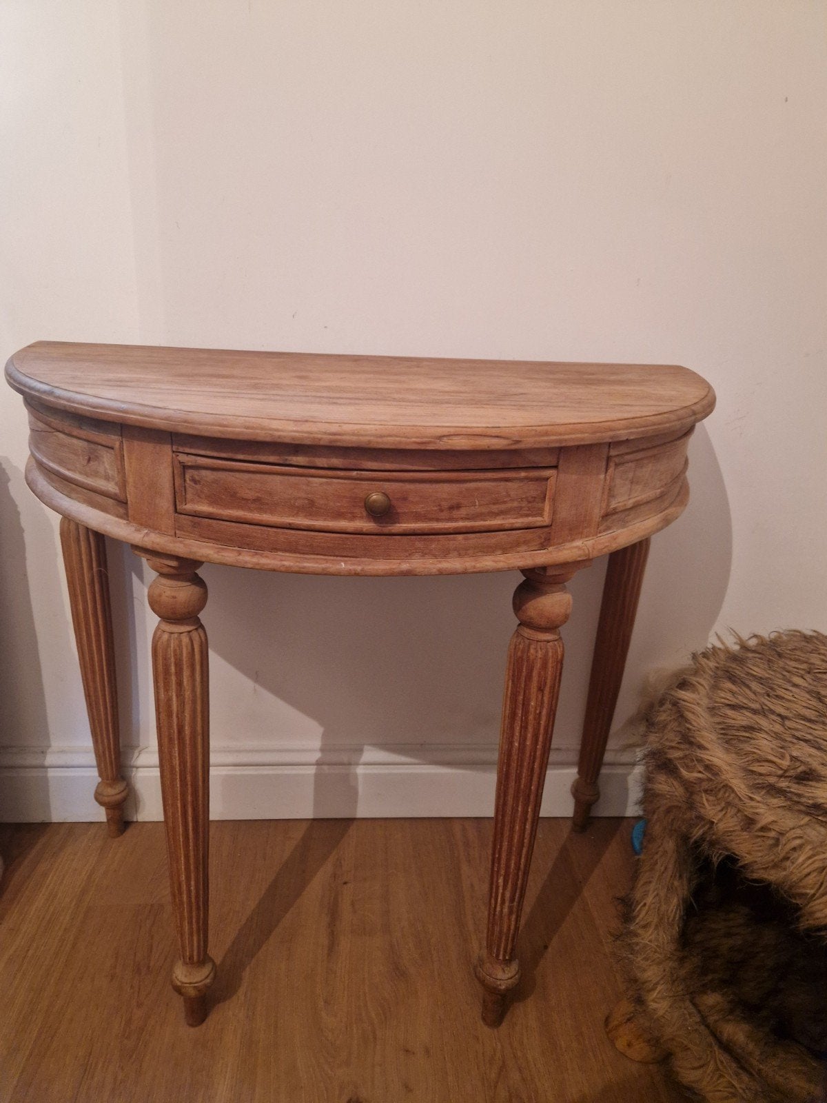 Houten half ronde wandtafel, dressoir, sidetable, Ophalen, 25 tot 50 cm, Rond, 100 tot 150 cm