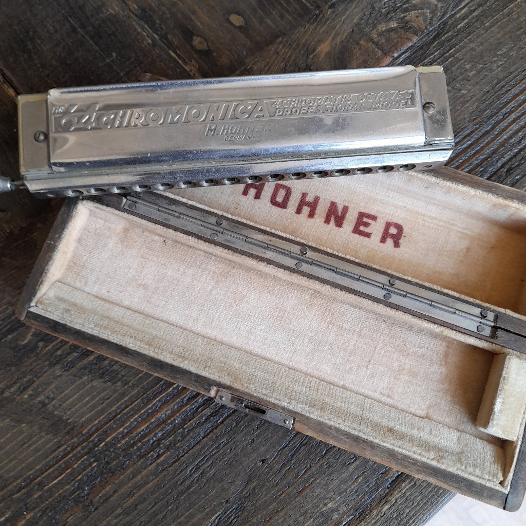 . Hohner mondharmonica 64 Chromonica jaren 1960, Muziek en Instrumenten, Ophalen, Gebruikt, Met koffer of doosje, C-mondharmonica