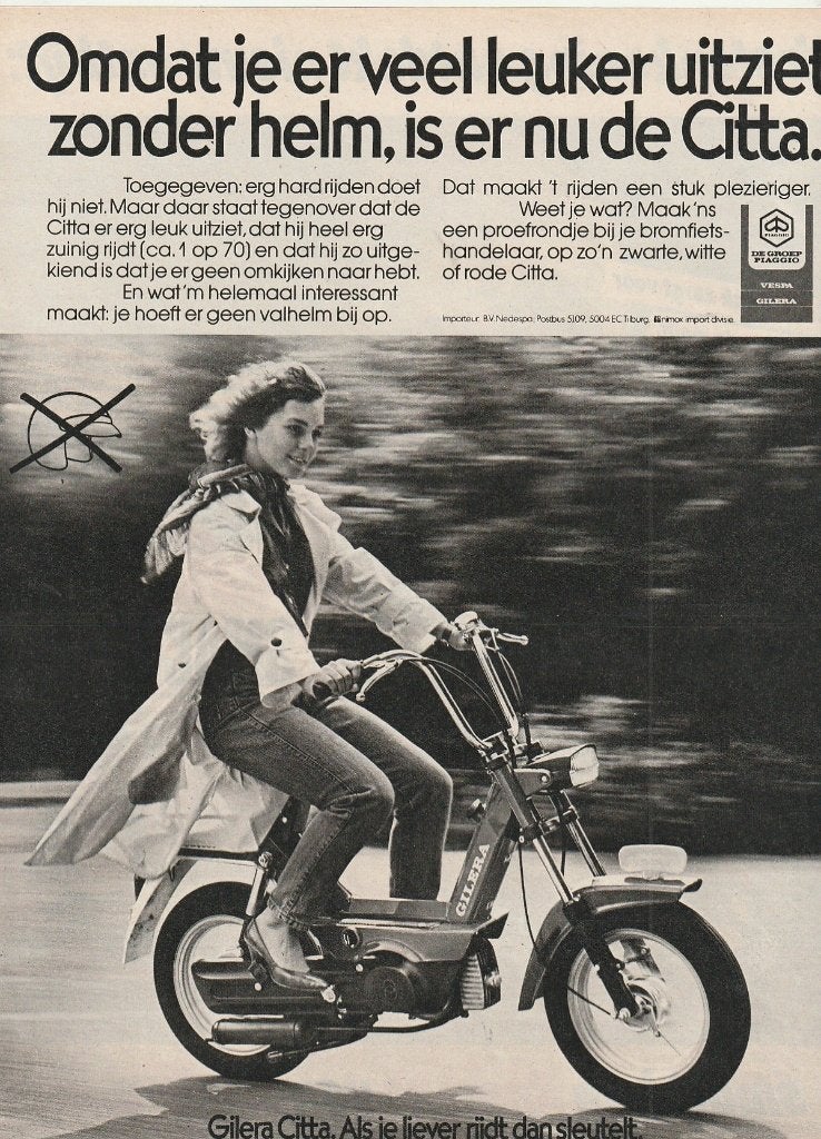 Retro reclame 1982 Gilera citta brommer ziet er leuk uit, Verzenden, Overige typen