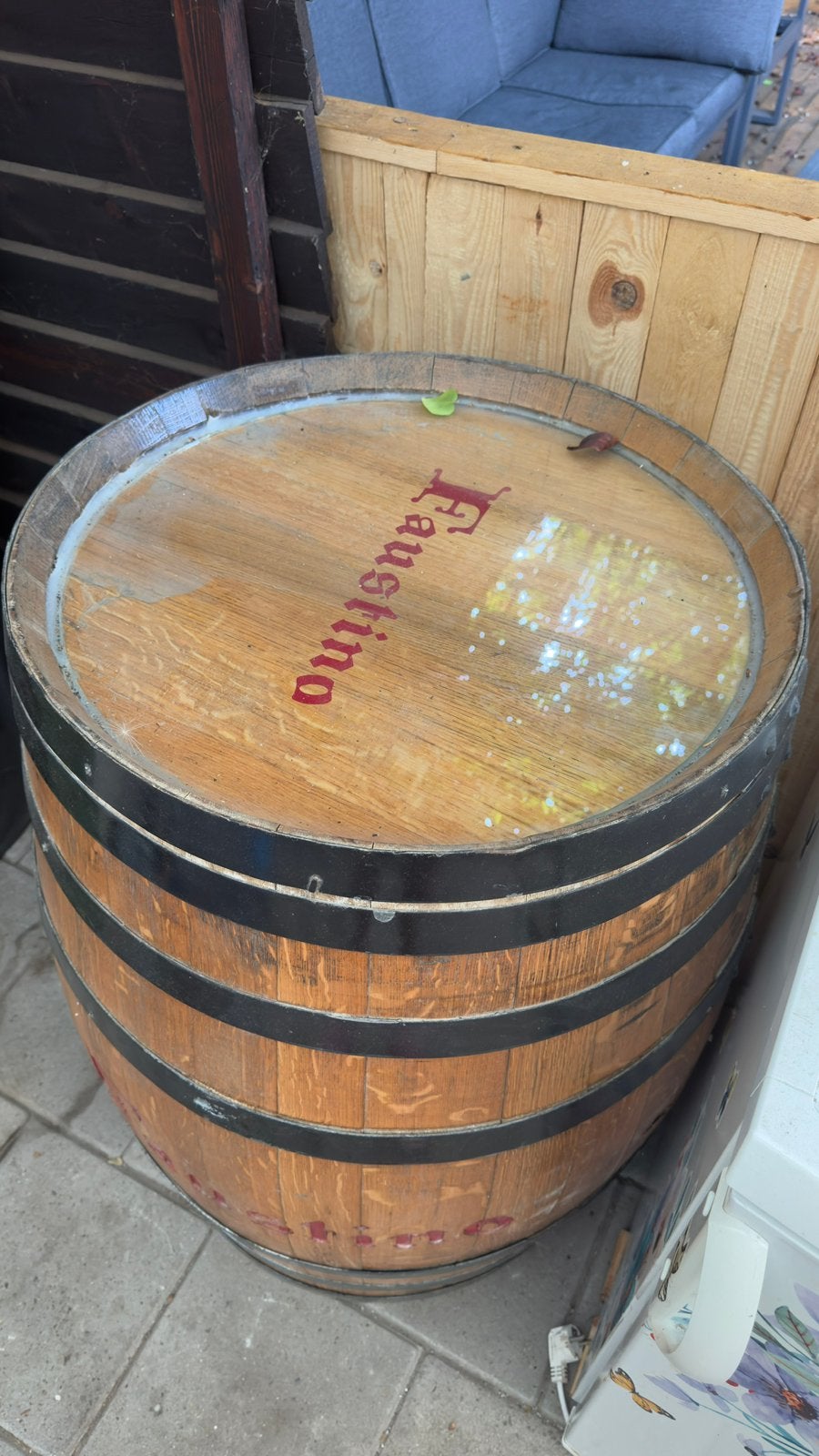 Origineel Houten Decoratievat Massief Hout Zeer Mooie Staat, Tuin en Terras, 150 liter of meer, Ophalen, Zo goed als nieuw, Hout