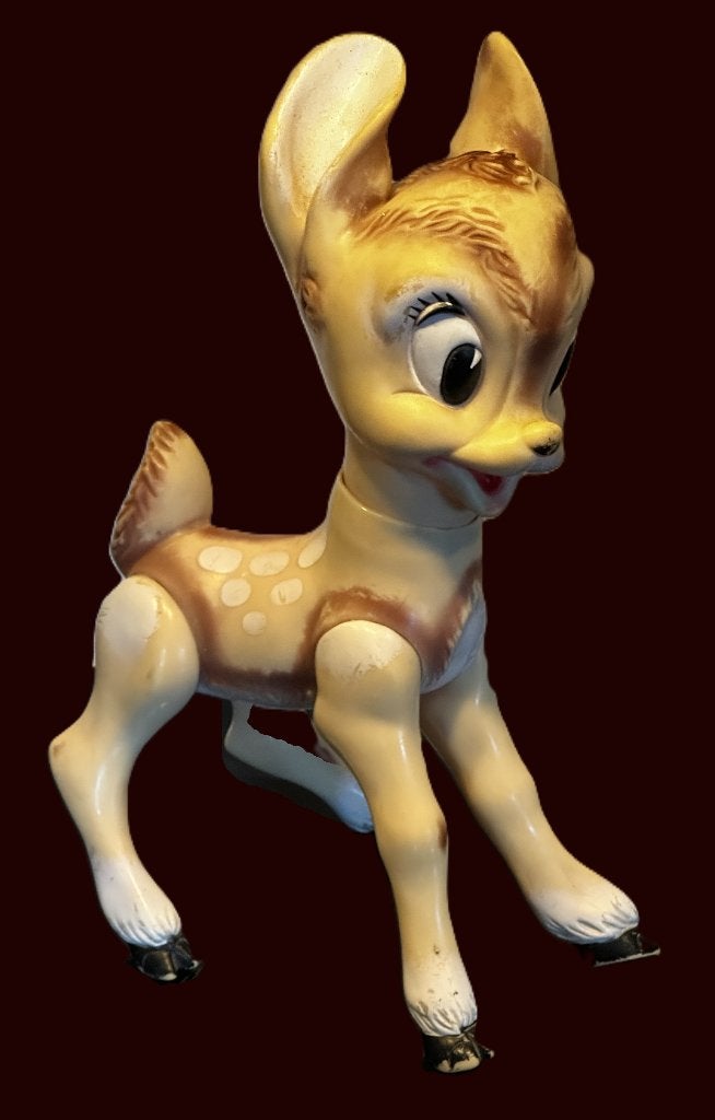 Grote Vintage Disney Bambi Pieppop | Ledraplastic Jaren 60, Ophalen, Bambi of Dumbo, Gebruikt, Beeldje of Figuurtje
