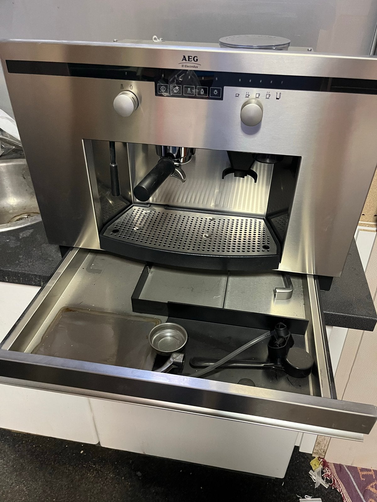 AEG Inbouw Koffiemachine / Espresso Apparaat, Stoompijpje, Gebruikt, Espresso apparaat, Gemalen koffie