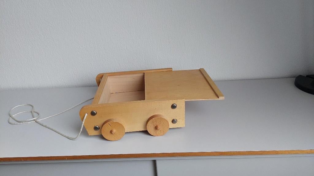 houten blokkenkar zonder blokjes, Ophalen of Verzenden, Gebruikt, Duw- of Trekspeelgoed