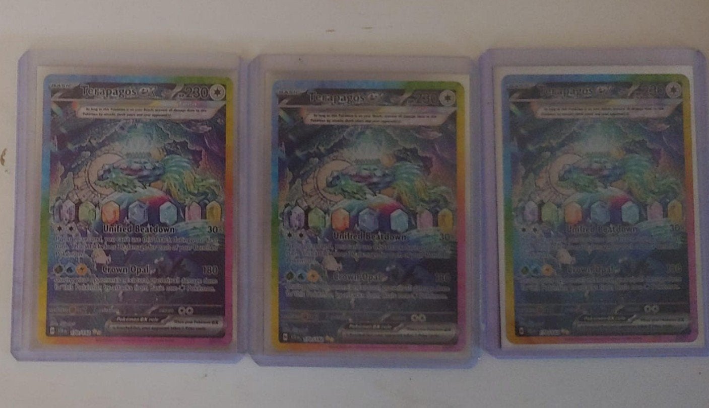 3 Terrapagos SIR Pokémon kaarten, Ophalen, Zo goed als nieuw, Meerdere kaarten