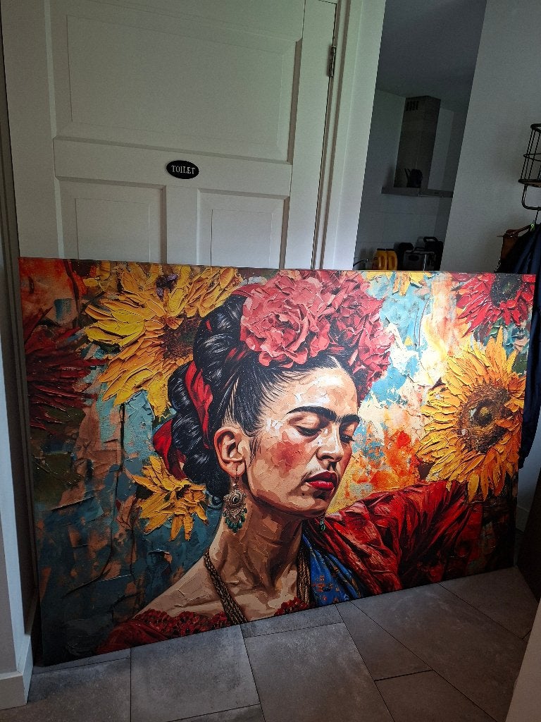 Zeer grote canvas poster van Frida Kahlo, Verzamelen, Ophalen, Deurposter of groter, Rechthoekig Liggend, Zo goed als nieuw