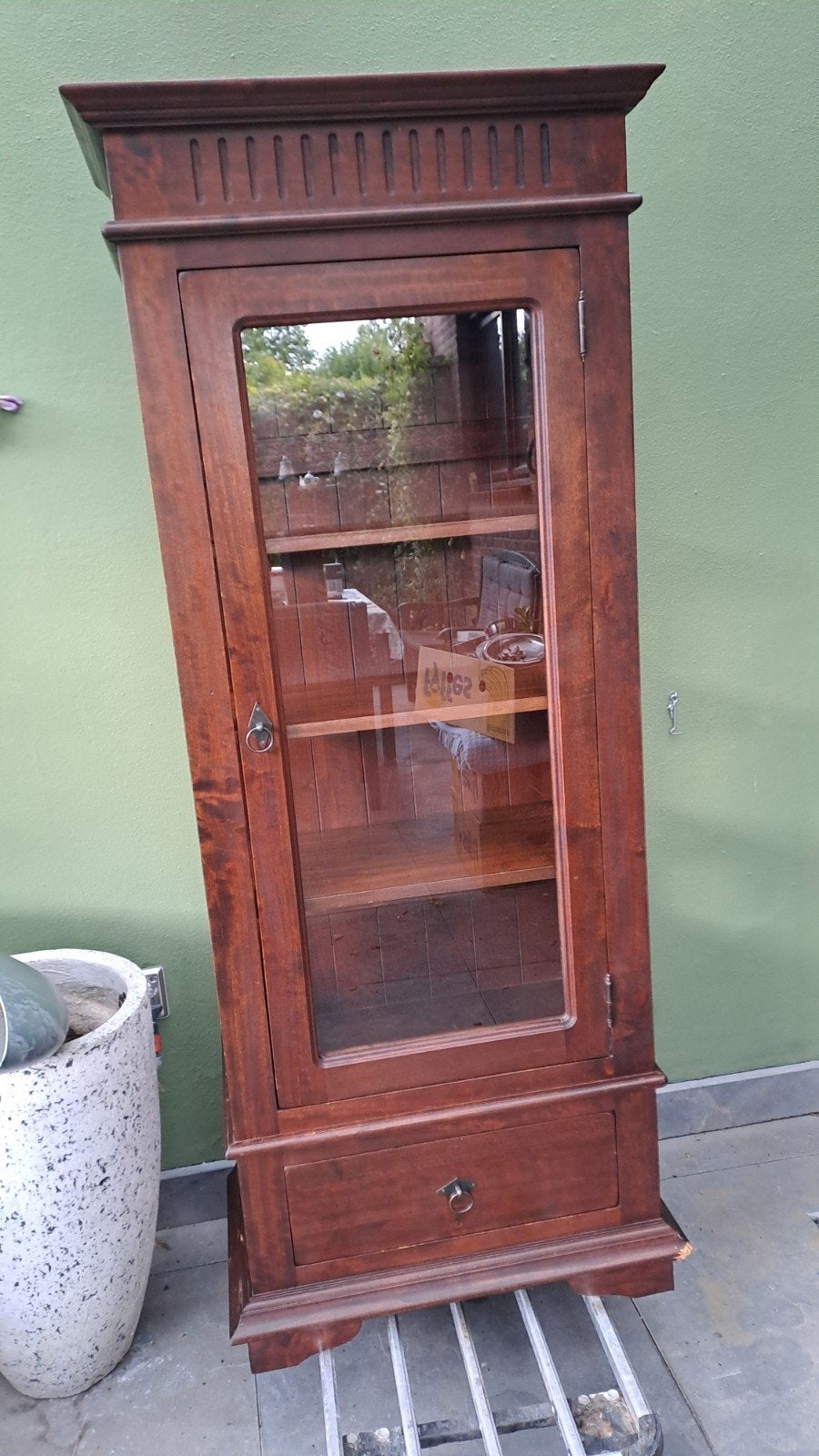 Koloniale Vitrinekast met Lade en Glazen Deur, Ophalen, Gebruikt, Met deur(en), Glas