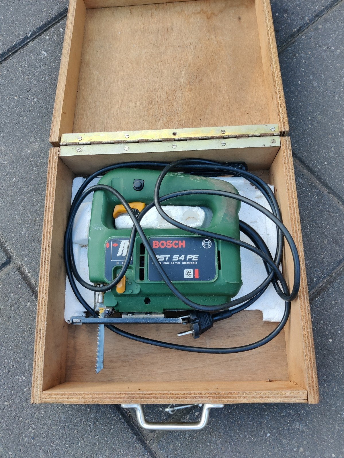 Bosch PST 54 PE Decoupeerzaag in houten kist, Gebruikt, Decoupeerzaag, Ophalen of Verzenden, 30 tot 70 mm