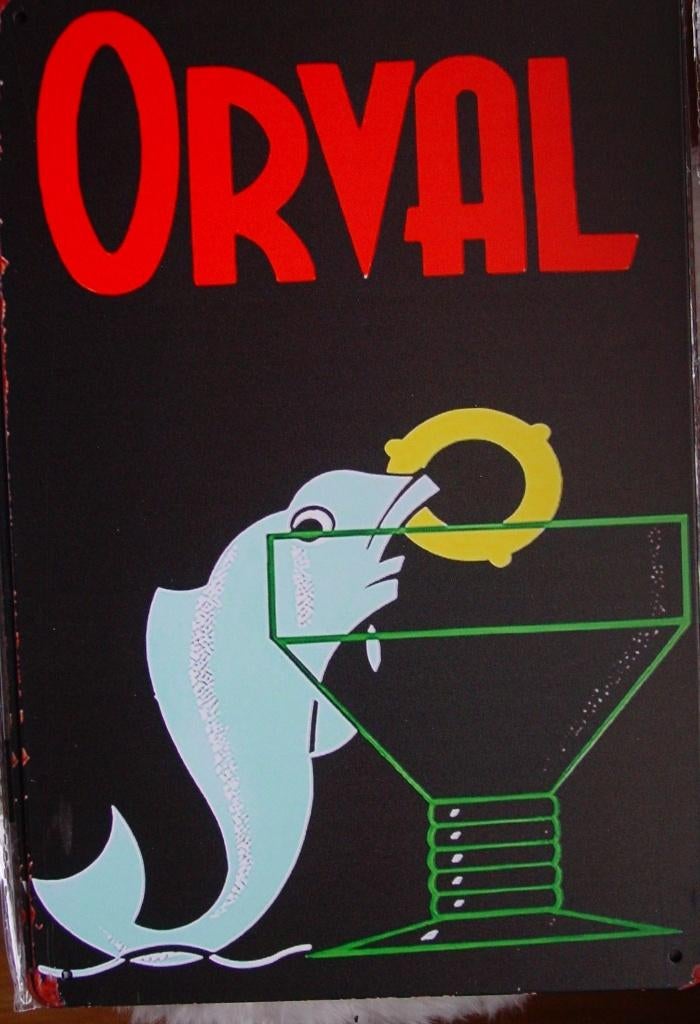 ORVAL REKLAME -METAAL-, Verzamelen, Ophalen of Verzenden, Gebruikt, Reclamebord, Plaat of Schild, Overige merken
