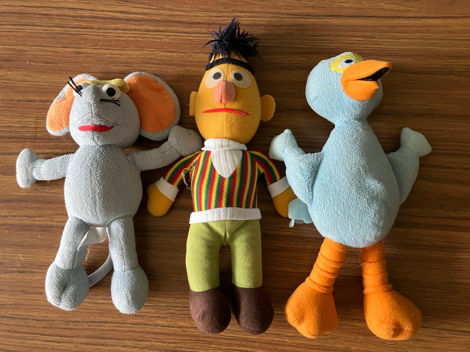 Vintage Sesamstraat Knuffels: Bert, Ieniemienie en Pino, Gebruikt, Overige merken, Overige karakters, Overige typen
