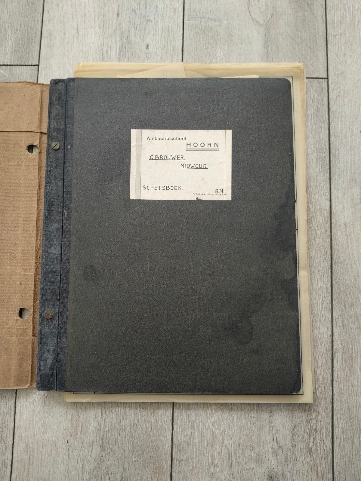 Technisch schetsboek ambachtsschool Hoorn 1955, Antiek en Kunst, Verzenden