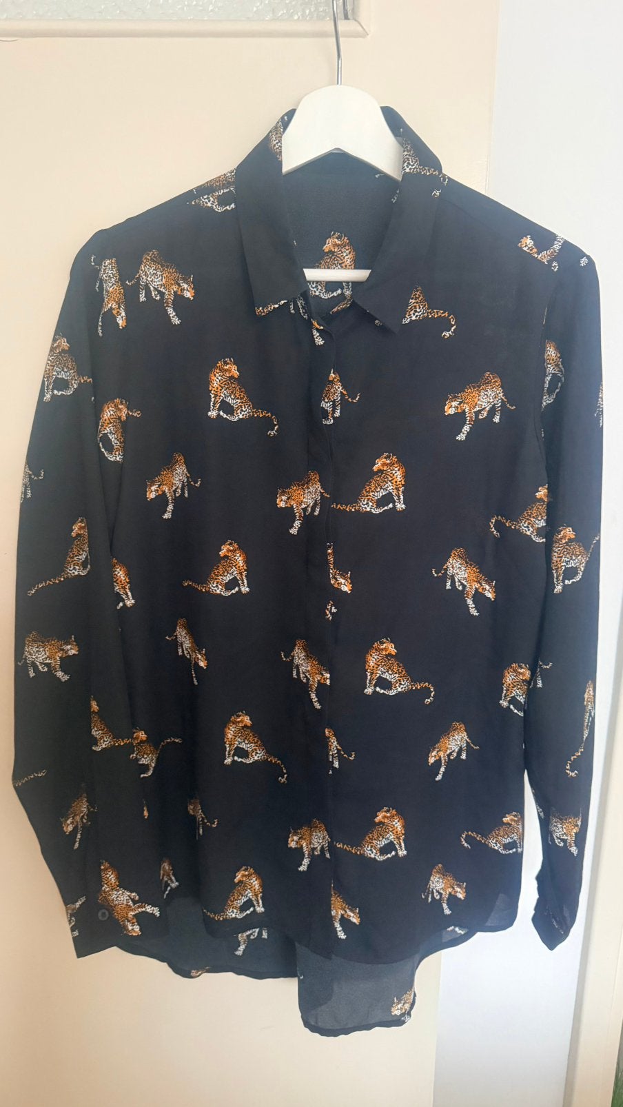 Stoere Costes blouse met tijgerprint! Maat L, Ophalen of Verzenden, Gedragen, Maat 42/44 (L), Zwart