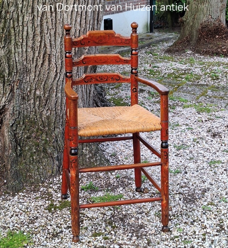 Hindelooper kinderstoel, peuterstoel 19e eeuw., Ophalen