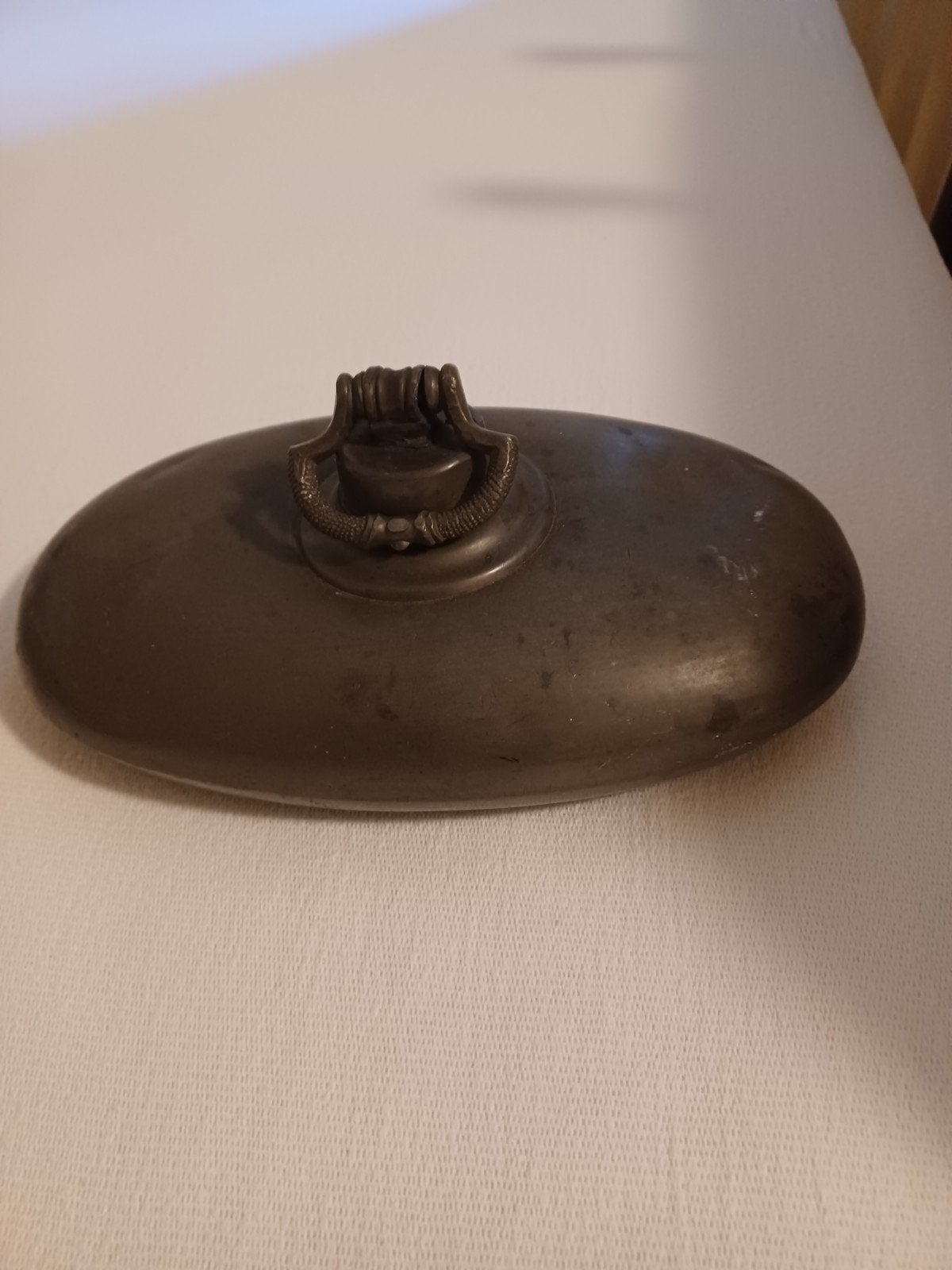 Antieke tinnen kruik/bedwarmer met handvat, Antiek en Kunst, Ophalen of Verzenden