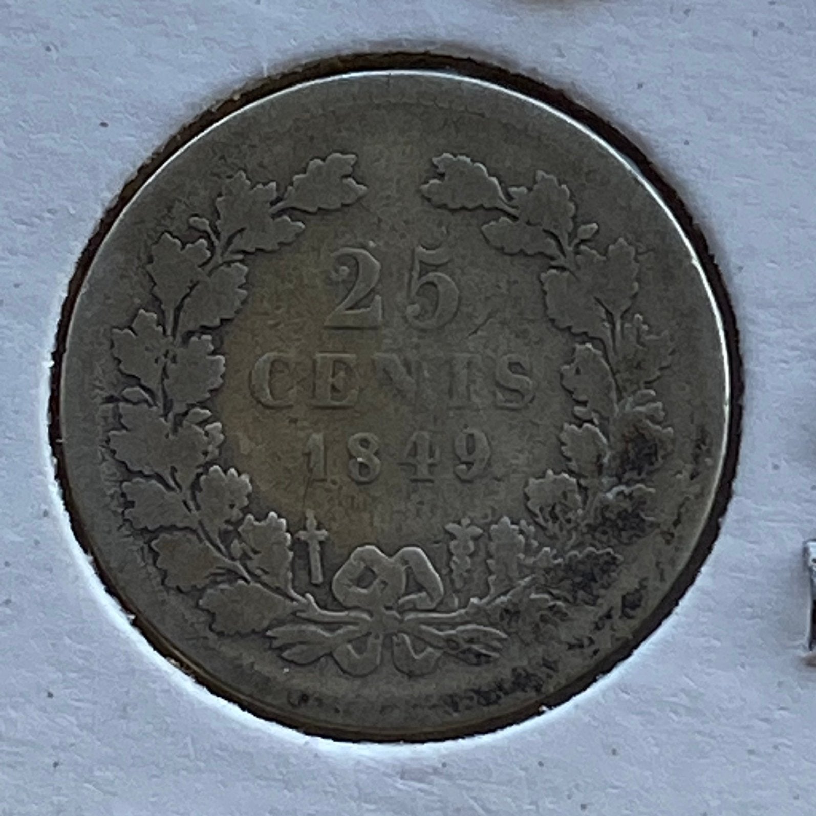 25 Cent Zilver uit 1849 van koning Willem 2, Verzenden, Zilver, 25 cent, Losse munt