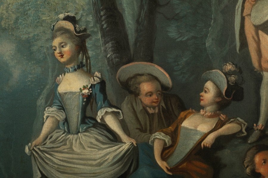 Baroque Nicolas Lancret 1690-1743 olie op doek, Ophalen