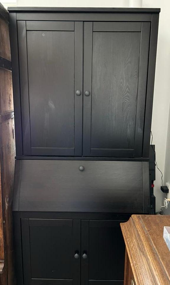 1 dichte kast / secretaire IKEA Hemnes zwartbruin teab, Ophalen, Gebruikt, Met deur(en), 50 tot 100 cm