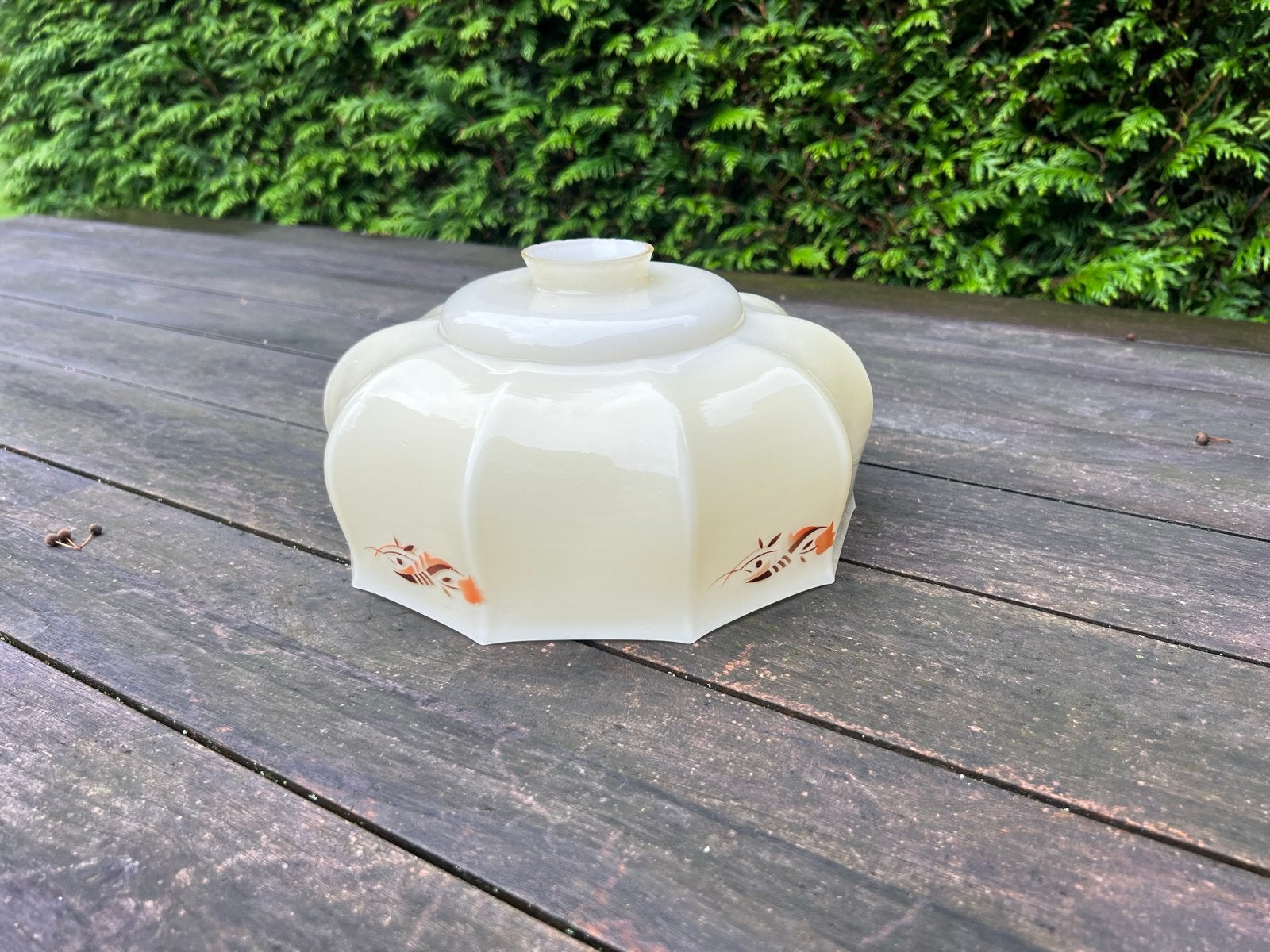 Vintage Art Deco glazen lampenkap, hanglamp uit jaren 30-40, Ophalen of Verzenden