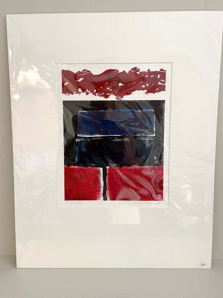 Rob Kooiman Monotype abstract '1997, Antiek en Kunst, Abstract, Met passe-partout, Ophalen of Verzenden, Lithografie