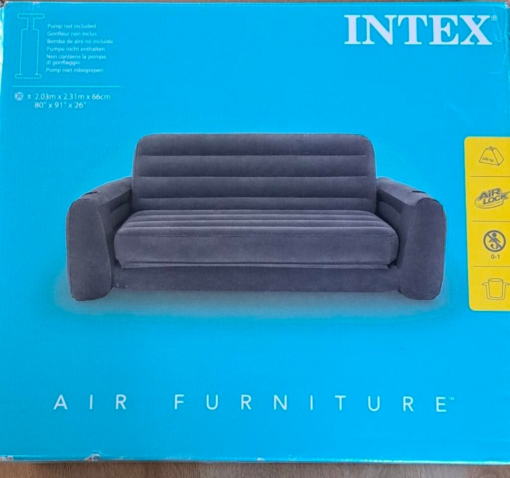 Intex Opblaasbare Bank/Slaapbank - Grijs, Ophalen, Kunststof, 100 tot 125 cm, Tweepersoons