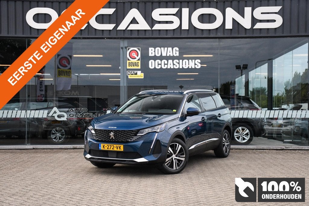 Peugeot 5008 1.2 ALLURE 7 PERS/ 1 EIGENAAR/ APPLE CARPLAY, Auto's, Peugeot, 12 maanden, Gebruikt, 1199 cc, Blauw