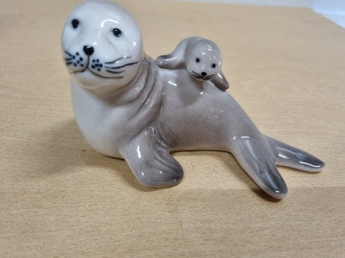 Beeld zeehond met pup, Ophalen of Verzenden